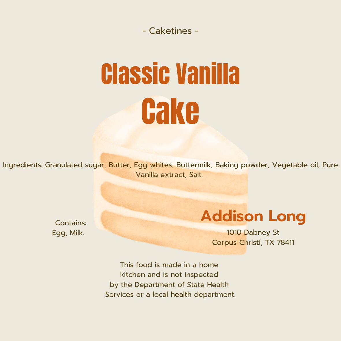 Classic Vanilla Cake Slice